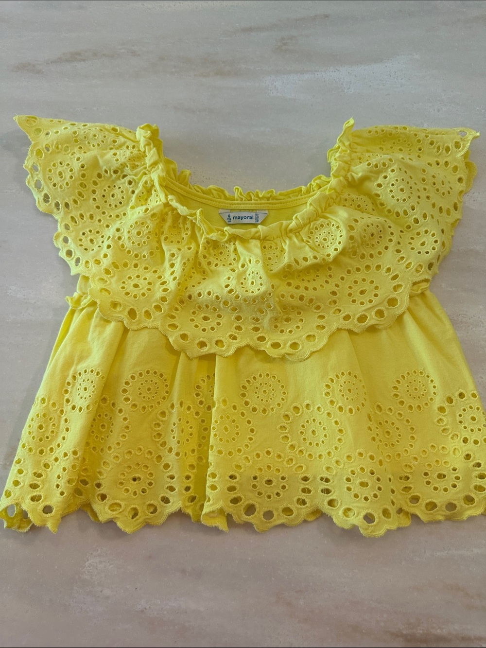 Mayoral Yellow Eyelet Ruffle Top